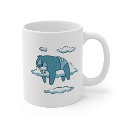 White Coffee Mug - Baby Sloth Sleeping Blue