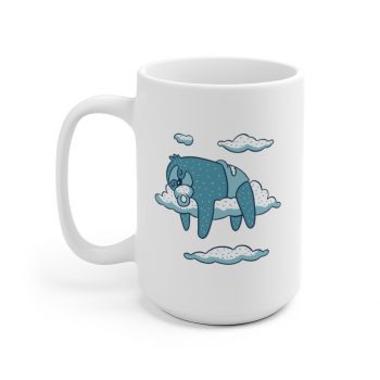 White Coffee Mug - Baby Sloth Sleeping Blue