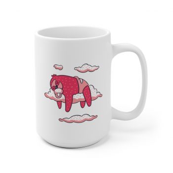 White Coffee Mug - Baby Sloth Sleeping Pink