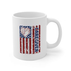 White Coffee Mug - Caregiver USA Flag