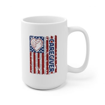 White Coffee Mug - Caregiver USA Flag