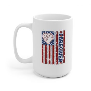 White Coffee Mug - Caregiver USA Flag