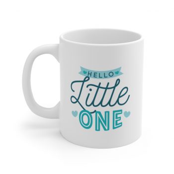 White Coffee Mug - Hello Little One Blue