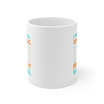 White Coffee Mug - I Was Social Distancing Before it was Cool Orange Turquoise