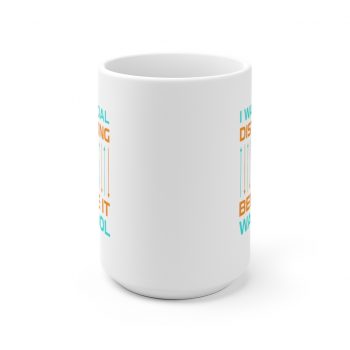 White Coffee Mug - I Was Social Distancing Before it was Cool Orange Turquoise