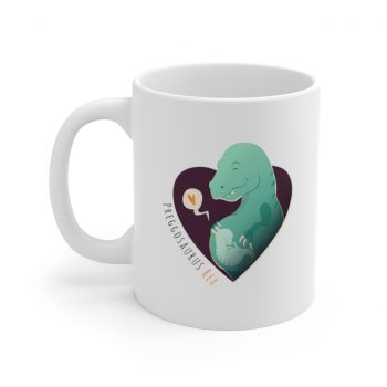 White Coffee Mug - Preggosaurus Rex Pregnant