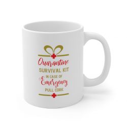 White Coffee Mug - Quarantine Survival Kit In Case of Emergency Pull Cork - Wine