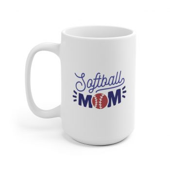 White Coffee Mug - Softball Mom Baseball