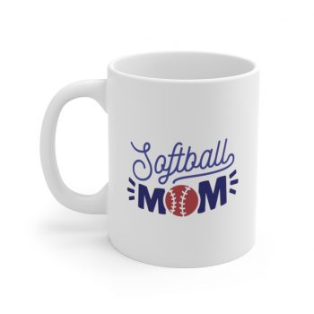 White Coffee Mug - Softball Mom Baseball