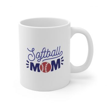 White Coffee Mug - Softball Mom Baseball