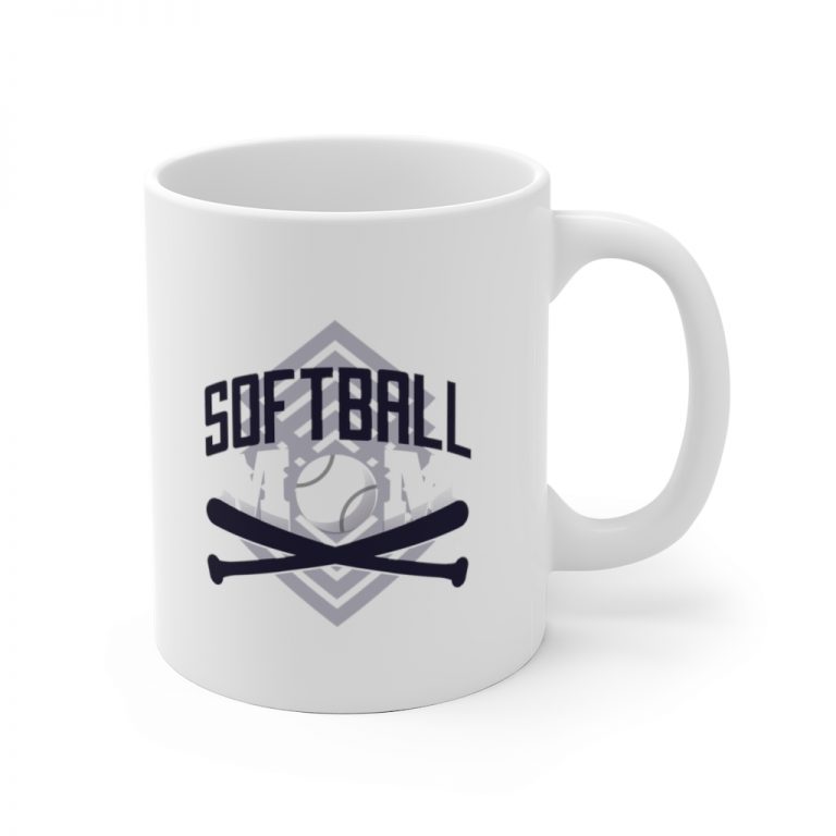 White Coffee Mug - Softball Mom Baseball Bat