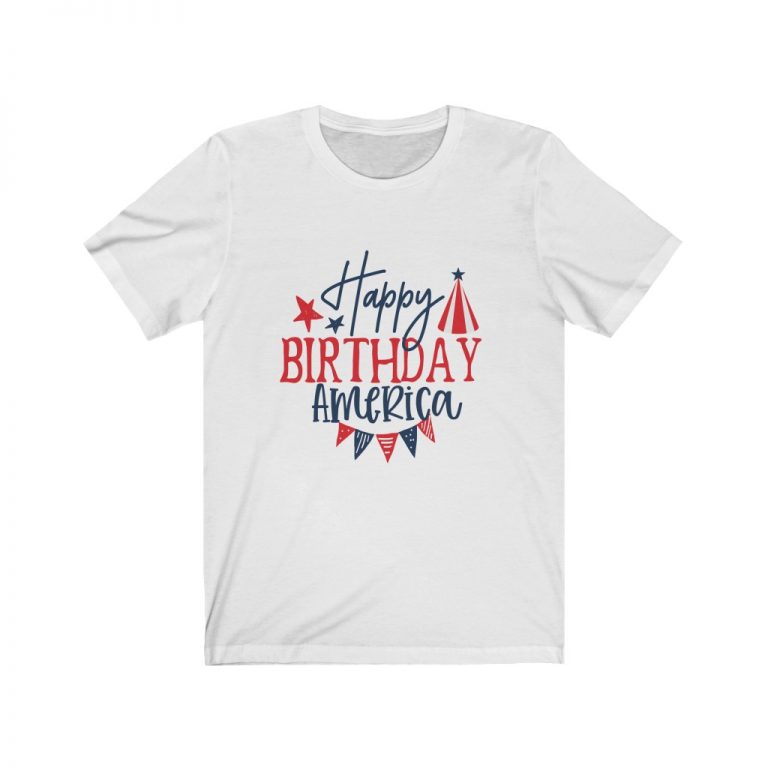 Adult Short Sleeve Tee T-Shirt Unisex - Happy Birthday America 4th of July