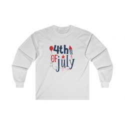 Adult Ultra Cotton Long Sleeve Tee - 4th of July Fireworks Balloon