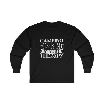 Adult Ultra Cotton Long Sleeve Tee - Camping is my Favorite Therapy