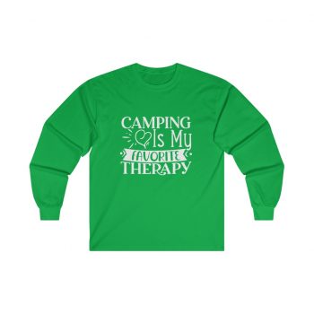 Adult Ultra Cotton Long Sleeve Tee - Camping is my Favorite Therapy