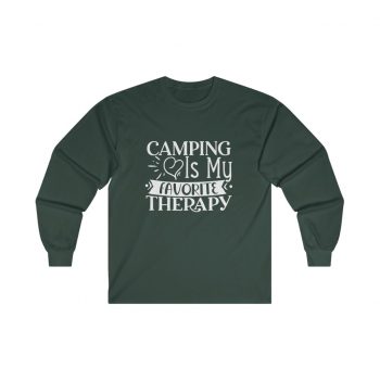 Adult Ultra Cotton Long Sleeve Tee - Camping is my Favorite Therapy