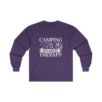 Adult Ultra Cotton Long Sleeve Tee - Camping is my Favorite Therapy