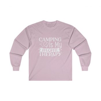 Adult Ultra Cotton Long Sleeve Tee - Camping is my Favorite Therapy