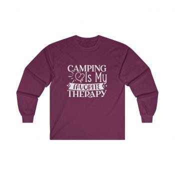 Adult Ultra Cotton Long Sleeve Tee - Camping is my Favorite Therapy