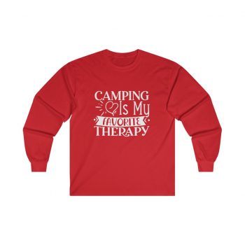 Adult Ultra Cotton Long Sleeve Tee - Camping is my Favorite Therapy