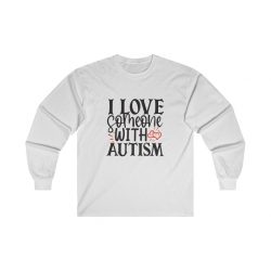 Adult Ultra Cotton Long Sleeve Tee - I Love Someone with Autism