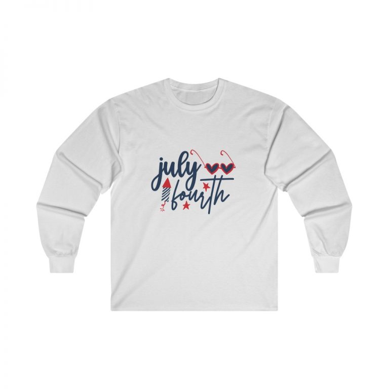 Adult Ultra Cotton Long Sleeve Tee - July Fourth Fireworks Sunglasses