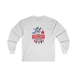 Adult Ultra Cotton Long Sleeve Tee - Let Freedom Bling 4th of July
