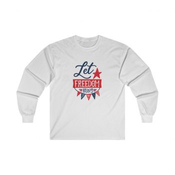 Adult Ultra Cotton Long Sleeve Tee - Let Freedom Bling 4th of July