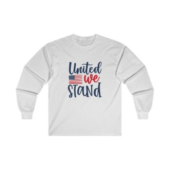 Adult Ultra Cotton Long Sleeve Tee - United we Stand 4th of July