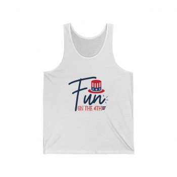 Adult Unisex Jersey Tank Shirt Top - Fun on the 4th of July Stars Stripes Hat