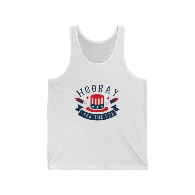 Adult Unisex Jersey Tank Shirt Top - Hooray for the USA 4th of July
