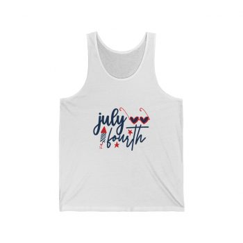 Adult Unisex Jersey Tank Shirt Top - July Fourth Fireworks Sunglasses