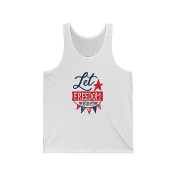 Adult Unisex Jersey Tank Shirt Top - Let Freedom Bling 4th of July