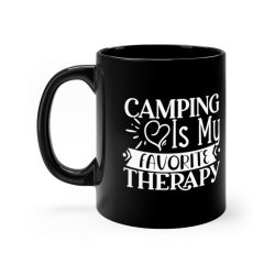 Black Coffee Mug - Camping is my Favorite Therapy