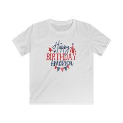 Kids T-Shirt Youth Softstyle - Happy Birthday America 4th of July