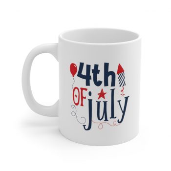 White Coffee Mug - 4th of July Fireworks Balloon