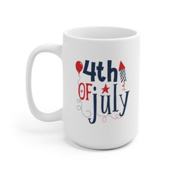 White Coffee Mug - 4th of July Fireworks Balloon