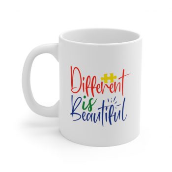 White Coffee Mug - Different is Beautiful Autism