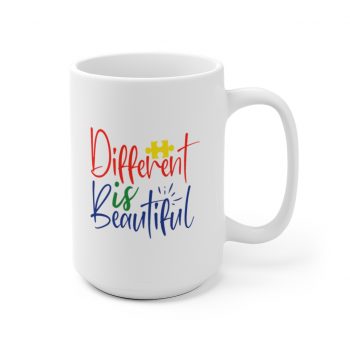 White Coffee Mug - Different is Beautiful Autism