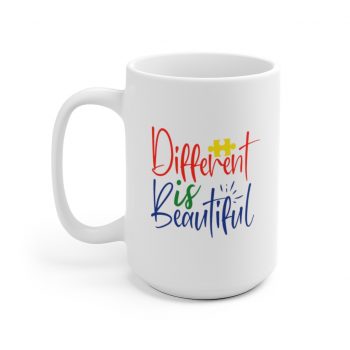 White Coffee Mug - Different is Beautiful Autism