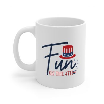 White Coffee Mug - Fun on the 4th of July Stars Stripes Hat