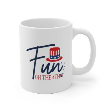 White Coffee Mug - Fun on the 4th of July Stars Stripes Hat