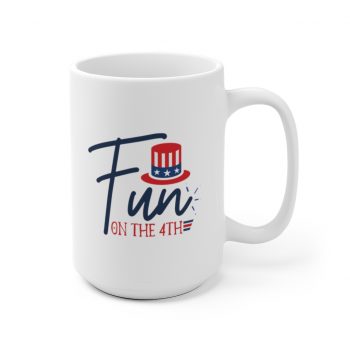 White Coffee Mug - Fun on the 4th of July Stars Stripes Hat