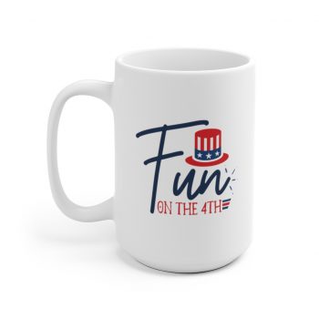 White Coffee Mug - Fun on the 4th of July Stars Stripes Hat