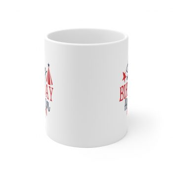 White Coffee Mug - Happy Birthday America 4th of July