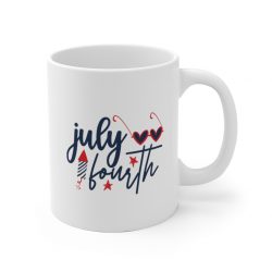 White Coffee Mug - July Fourth Fireworks Sunglasses