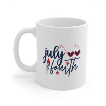 White Coffee Mug - July Fourth Fireworks Sunglasses