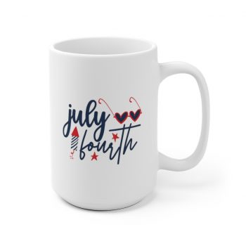 White Coffee Mug - July Fourth Fireworks Sunglasses