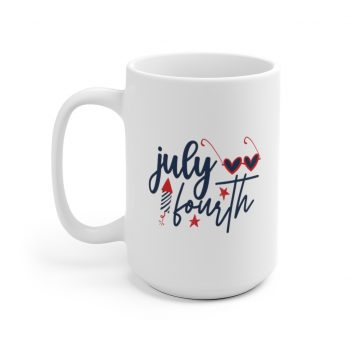 White Coffee Mug - July Fourth Fireworks Sunglasses