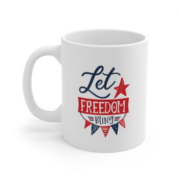 White Coffee Mug - Let Freedom Bling 4th of July